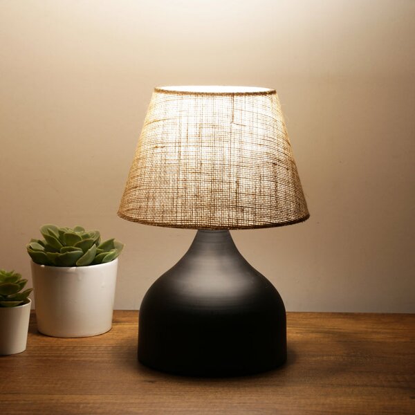 Lampa de Masa PWL-1068, neagra-bej, D22x32 cm
