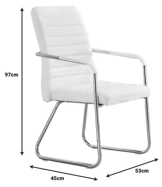 Scaun pentru oaspeti Sefine alb cu picior din crom 53x45x97 cm, 45x53 cm