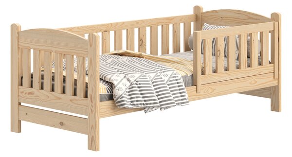 Pat pentru copii din lemn Alvins cu sertare 70x140 - pin