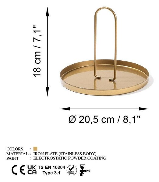 Accesoriu metalic decorativ Decorative Metal Accessory Rustic 5, Aur, 21x18 cm