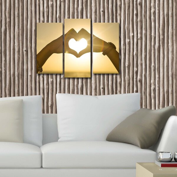 Tablou Canvas cu Led Hand Heart, Multicolor, 66x45 cm