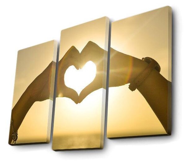 Tablou Canvas cu Led Hand Heart, Multicolor, 66x45 cm