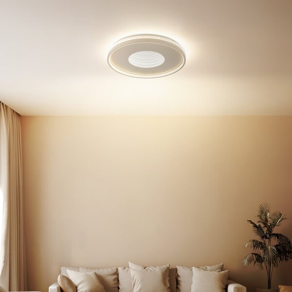 Globo Plafonieră LED Shirley, culoare nisip, Ø 51 cm, CCT, dimabil, reglabil, Bej, Camera de zi / sufragerie, Metal