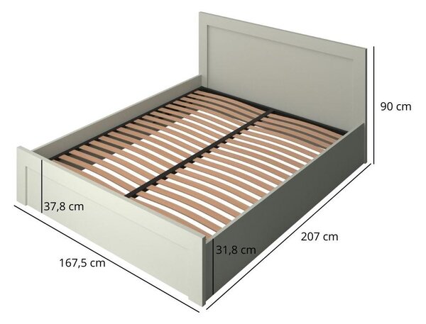 Pat matrimonial 160 cm Kodro (cashmir + stejar evoke) (cu somieră) (cu sp. depozitare). 1116948