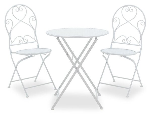 Set Masa si Scaune Gradina Walen 3 Piese Negru, Alb, 60x60x93 cm
