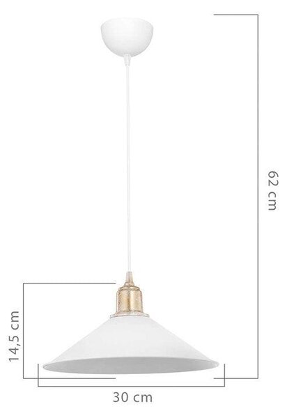 Lustra PWL-0964, Alb - Cupru, D30x62 cm