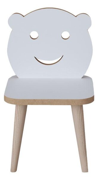 Scaun copii Jerry alb, lemn, Natural, 30x30x52 cm