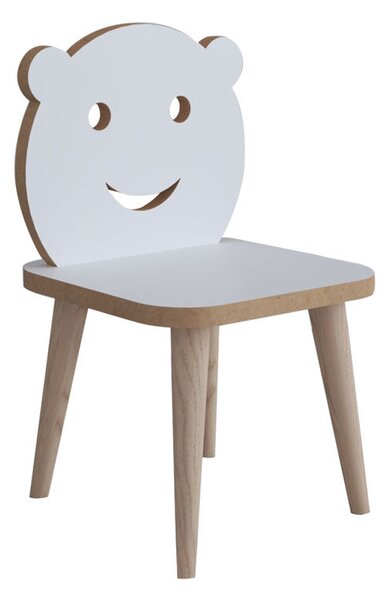 Scaun copii Jerry alb, lemn, Natural, 30x30x52 cm
