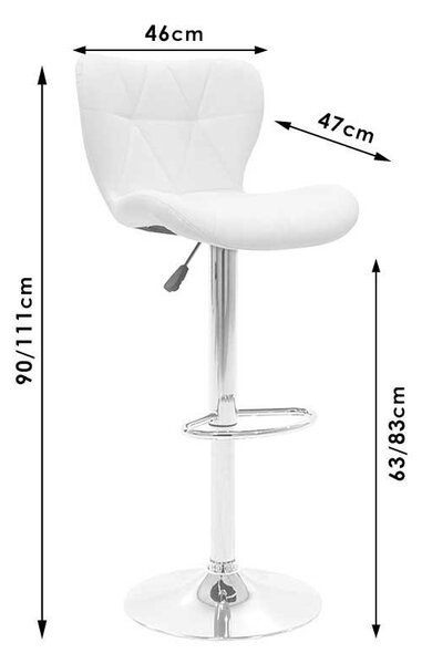Scaun bar Coozy metal, reglabil pe inaltime, 47x45x90 cm
