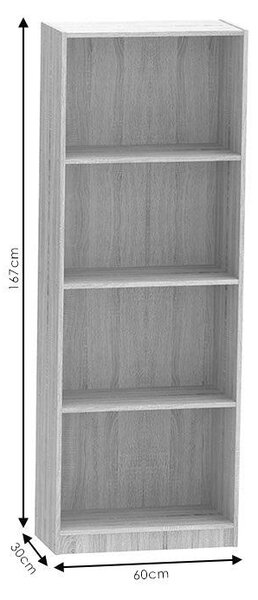 Biblioteca Presley, Gri inchis - Sonoma, 60x30x167 cm