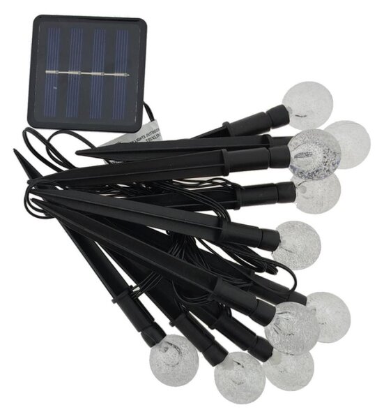 Lampă solară LED RGB, 10 x LED, 1,2 V, 300 mAh, IP44, neagră