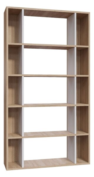 Biblioteca Sanborn, stejar/alb, PAL melaminat, 90x25x164 cm