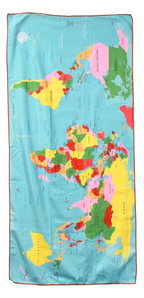 Prosop din microfibră Rex London World Map, 70 x 150 cm, multicolor