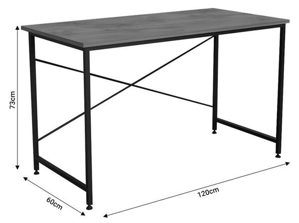 Birou Karvem, Antracit - Stejar, 120x60x73 cm