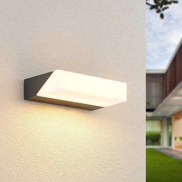 Lucande LED lumina de perete în aer liber Golnar, antracit, 25 cm, Negru, Metal, Modern