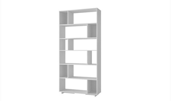 Biblioteca Aasna 7 rafturi, Alb, 90x189x25 cm