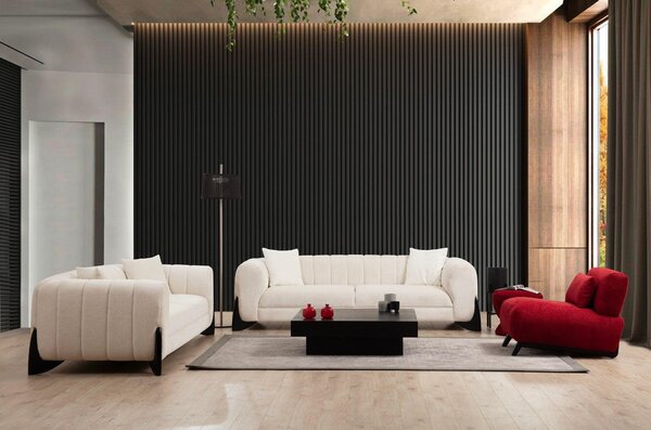 Canapea 3 locuri Sandreo Avni, Alb, 248x70x100 cm