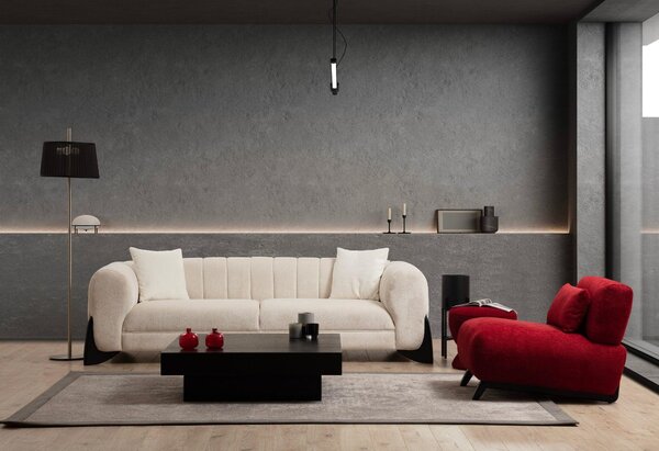 Canapea 3 locuri Sandreo Avni, Alb, 248x70x100 cm