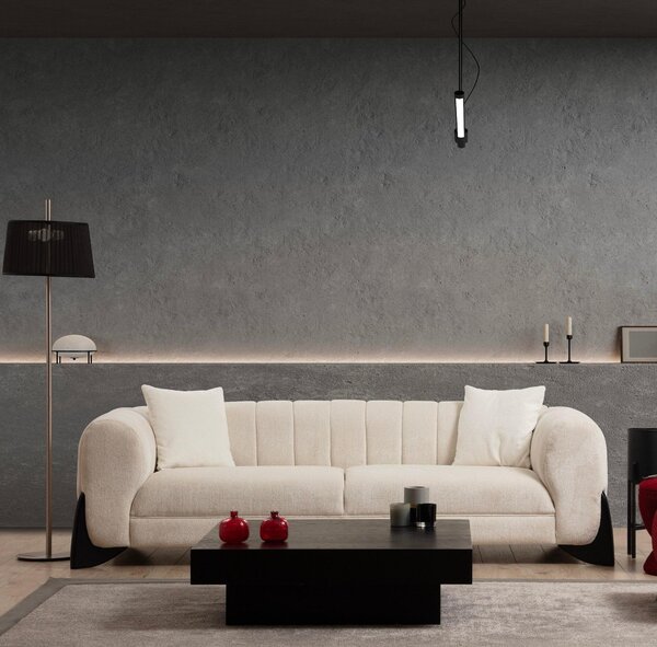 Canapea 3 locuri Sandreo Avni, Alb, 248x70x100 cm