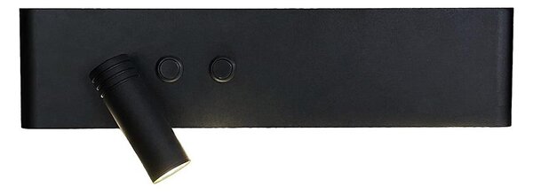 Aplica spot LED de perete RESORT, 10W/230V + 3W, negru, stânga