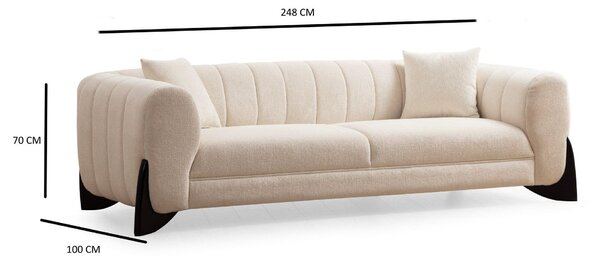 Canapea 3 locuri Sandreo Avni, Alb, 248x70x100 cm