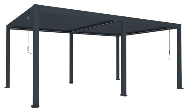 Pergola bioclimatica, iluminare LED, aluminiu, Naimeed D6792, 600x400x250cm, Gri antracit