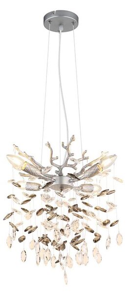 Globo 64138HS - Lustră suspendată pe cablu QUEENA, 4 x E14 / 40 W / 230 V, argintie