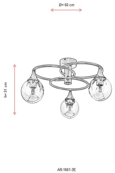 Lustra AR Chandelier, 60x60x31 cm