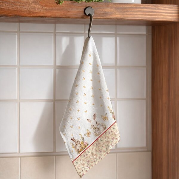 Prosop de bucatarie 45x65cm Paste, bumbac 100%, Ginny cu iepurasi si fluturi