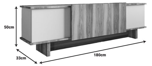 Dulap TV Aramos, crem nuc, 180x33x50 cm