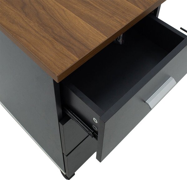 Corp mobil pe roti Oscar cu cheie, 3 sertare, nuc - antracit, 40x48x63 cm