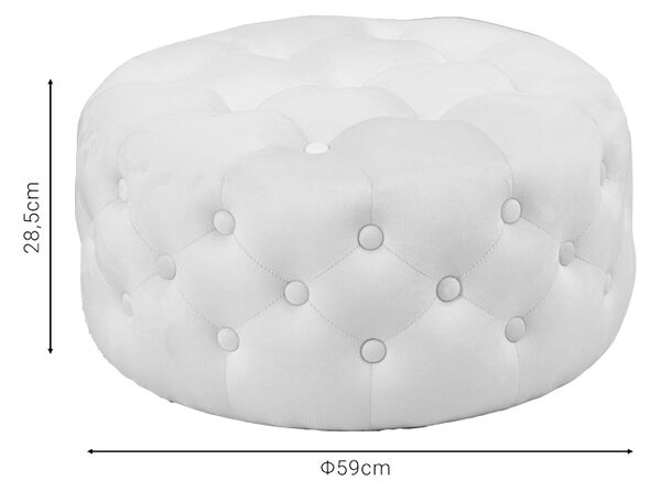 Puf taburet Ferdia catifea, crem, 59x59x28 cm