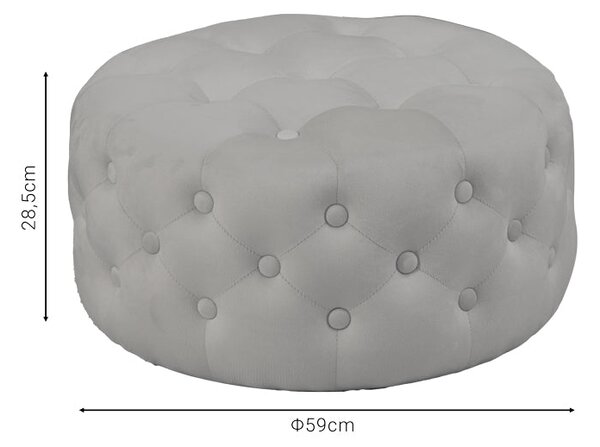 Puf taburet Ferdia catifea, gri, 59x59x28 cm