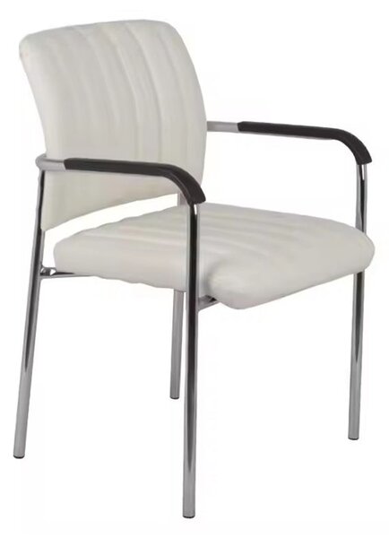 Scaun oaspeti stivuibil Cazen picior pu-crom, alb, 55x49x84 cm