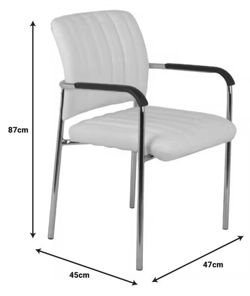 Scaun oaspeti stivuibil Cazen picior pu-crom, alb, 55x49x84 cm