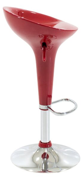 Scaun de bar Felice reglabil pe inaltime baza, rosu-crom, 40x43x84 cm