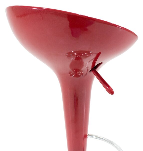 Scaun de bar Felice reglabil pe inaltime baza, rosu-crom, 40x43x84 cm