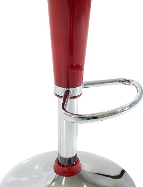 Scaun de bar Felice reglabil pe inaltime baza, rosu-crom, 40x43x84 cm
