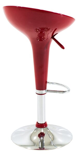 Scaun de bar Felice reglabil pe inaltime baza, rosu-crom, 40x43x84 cm