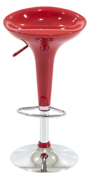 Scaun de bar Felice reglabil pe inaltime baza, rosu-crom, 40x43x84 cm