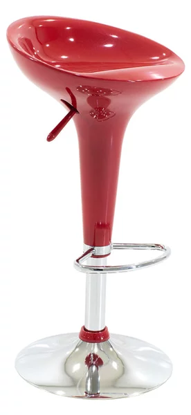 Scaun de bar Felice reglabil pe inaltime baza, rosu-crom, 40x43x84 cm