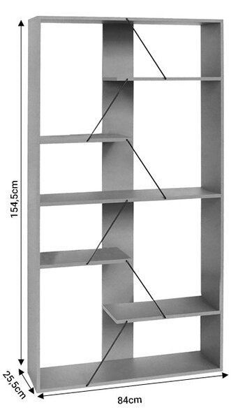 Biblioteca Tars, Gri, 84x26x154 cm