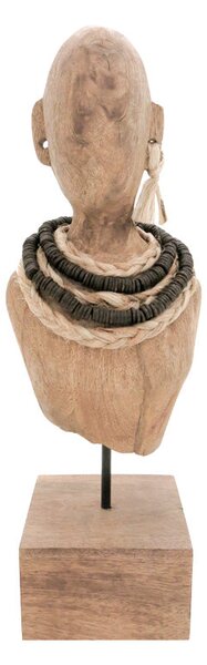 Statueta Ebia bust lemn de mango metal, nuc, 17x12x44 cm