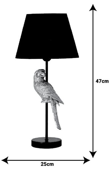 Lampa de masa Birdly metal, negru-auriu, D25x47 cm