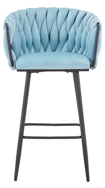 Scaun de bar Vivian siel catifea metal, negru, 57x50x100 cm