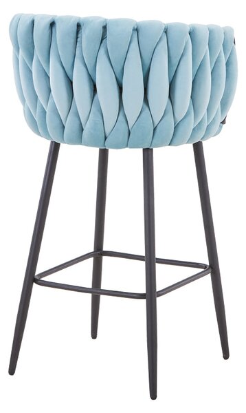 Scaun de bar Vivian siel catifea metal, negru, 57x50x100 cm
