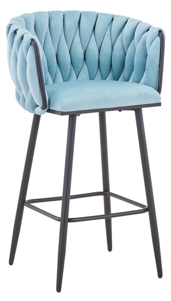 Scaun de bar Vivian siel catifea metal, negru, 57x50x100 cm