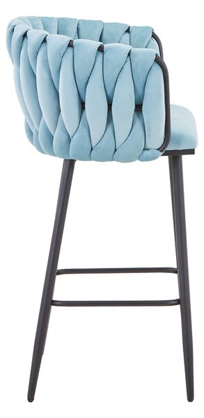 Scaun de bar Vivian siel catifea metal, negru, 57x50x100 cm