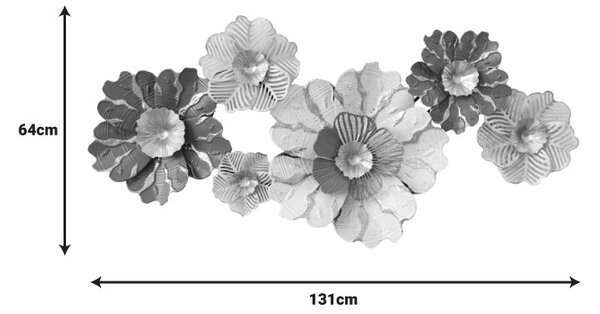 Decoratiune de perete din metal Daisy, Auriu, 131x64x9 cm