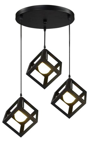 Lustra cu trei lumini Kibe I metal, negru, 48x30x130 cm